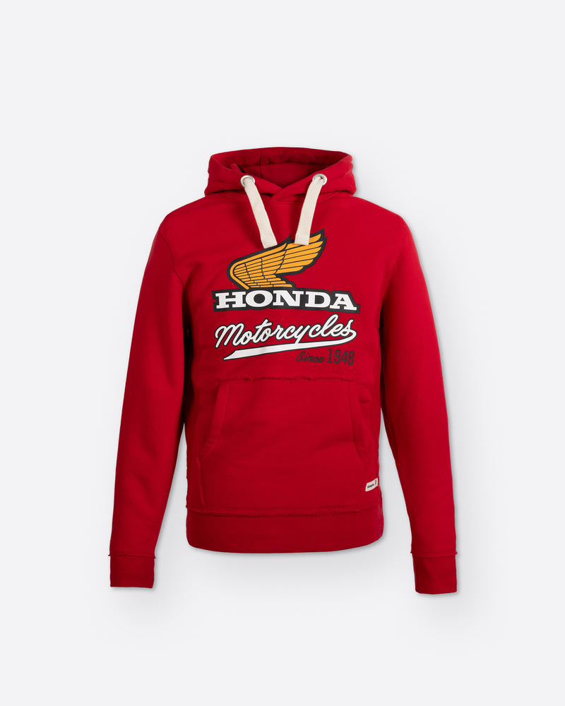 Honda Elsinore Hoodie Rot, Vorderansicht.
