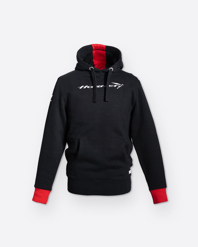 Honda Hornet Hoodie Schwarz, Vorderansicht.
