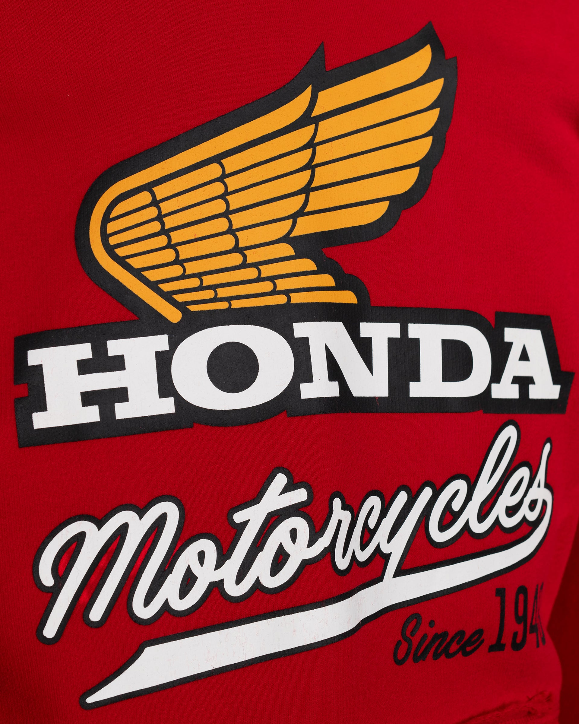 Honda Elsinore Hoodie Rot, Detailansicht Aufdruck.