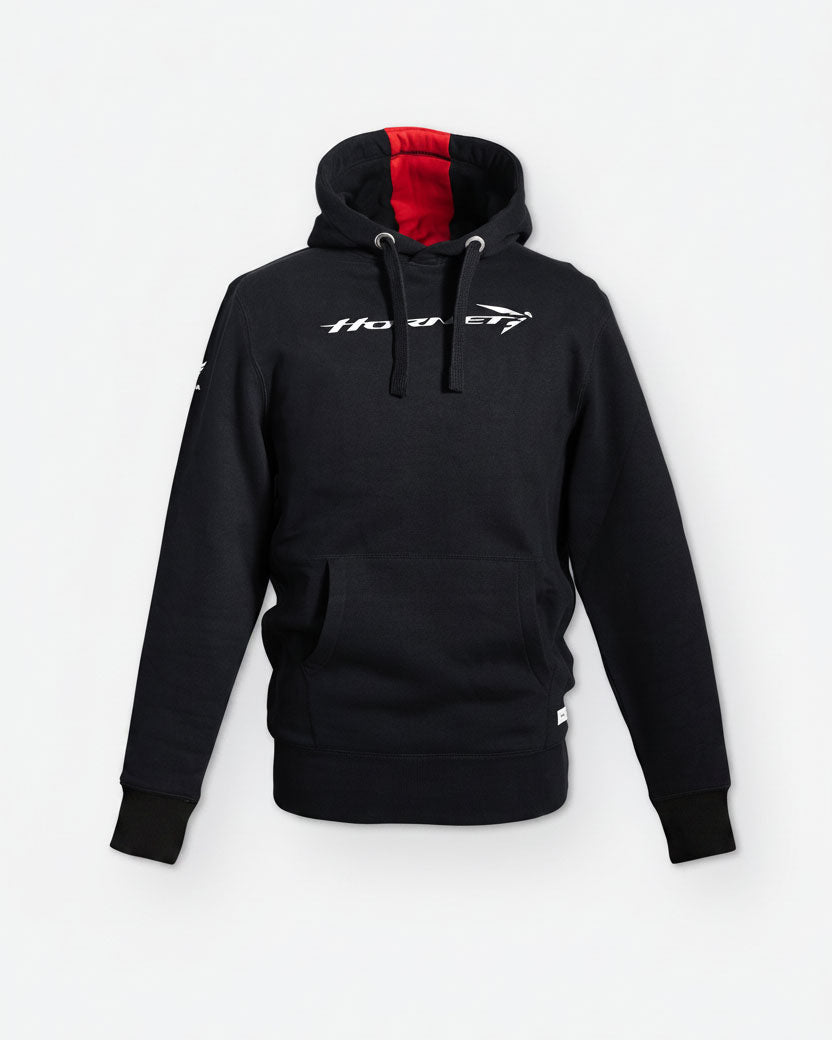 Honda Hornet Hoodie Schwarz, Vorderansicht.
