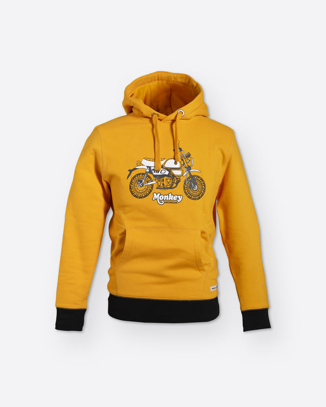 Honda Monkey Hoodie Gelb, Vorderansicht.