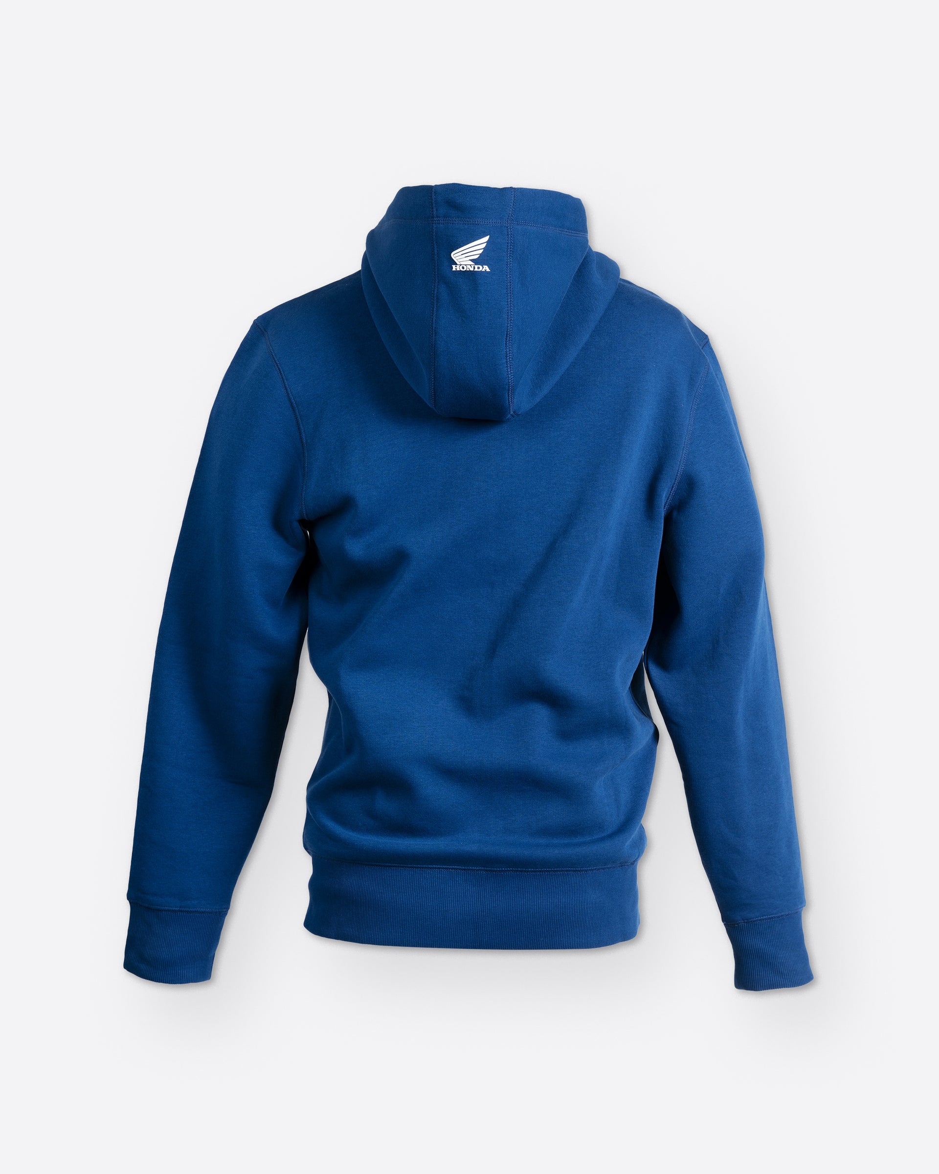 Honda Zip-Hoodie Blau, Rückansicht.