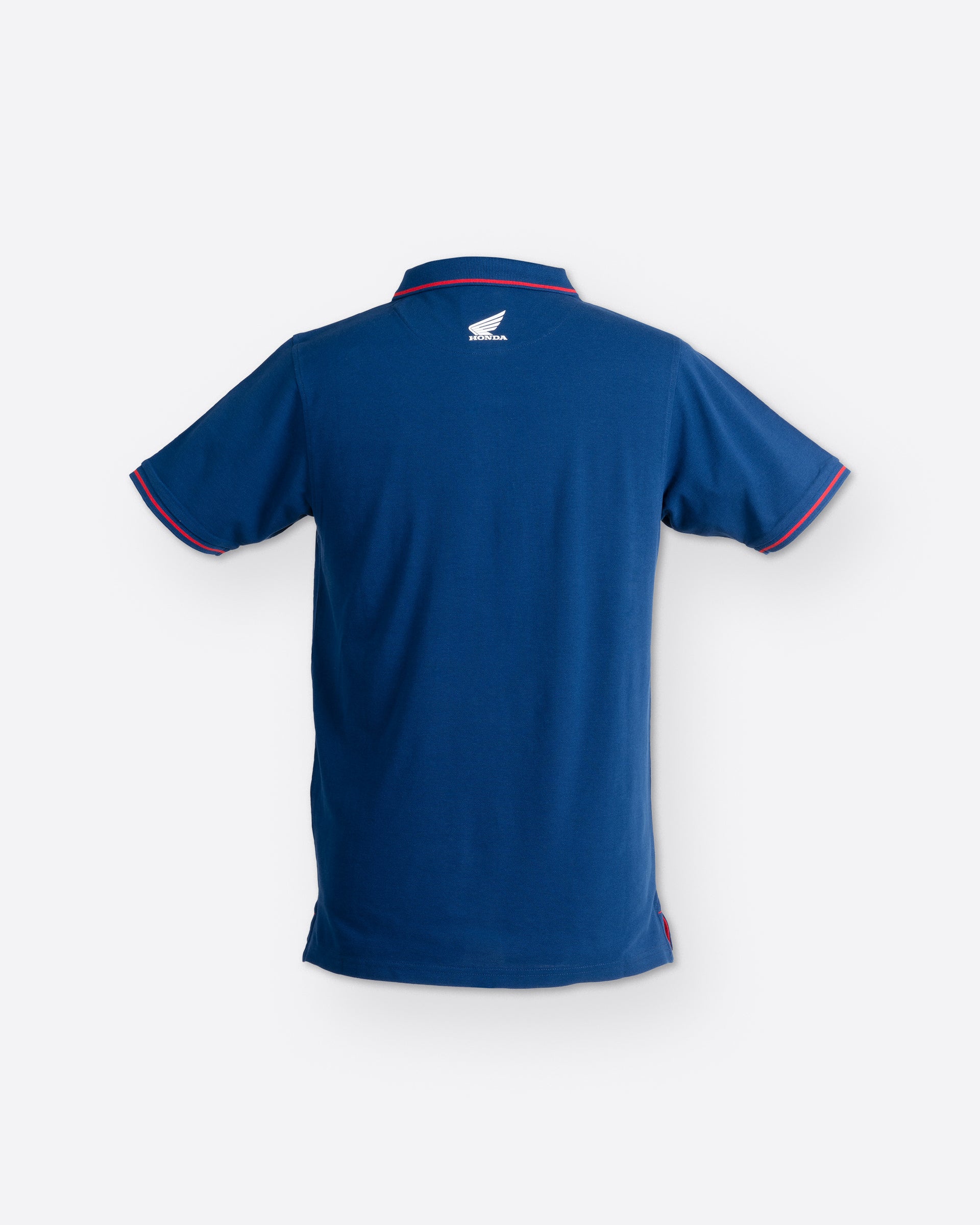 Honda Poloshirt Blau, Rückansicht.