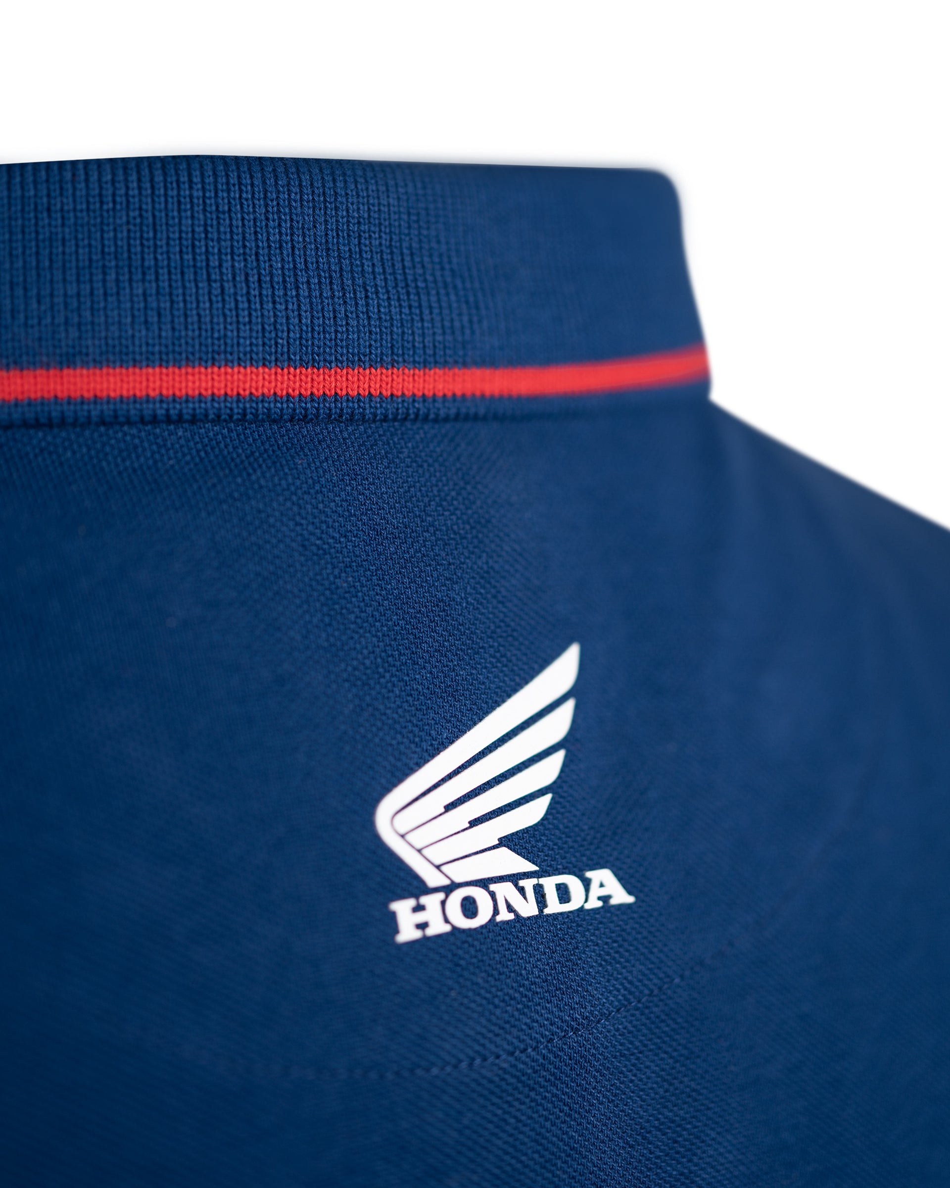 Honda Poloshirt Blau, Detailansicht Rücken.
