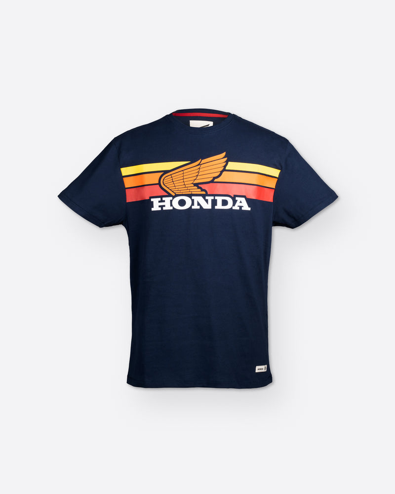 Honda Sunset T-Shirt Blau, Vorderansicht.
